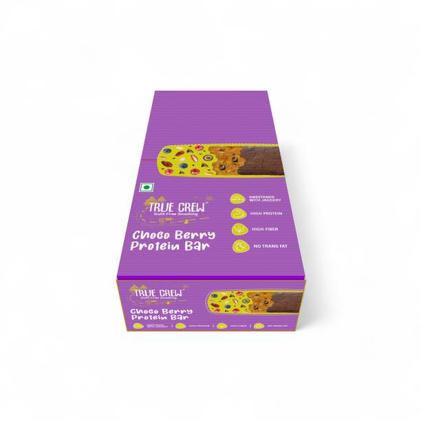TRUE CREW Choco Berry Protein Bar, 25 g - High Protein, High Fiber (Pack of 10) Nutrition Bars