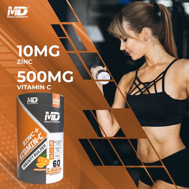 Muscle Dominator Zink+Vitamin C Orange Flavor Powder Form 300gms BCAA