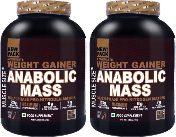 MUSCLE SIZE Premium Anabolic Weight Gainer and Mass Gainer Combo Pack 12lbs Weight Gainers/Mass Gainers
