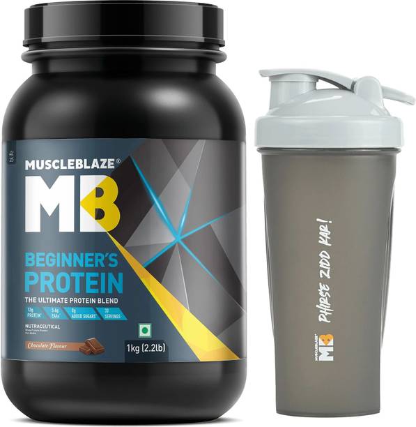 MUSCLEBLAZE Beginner's (Jar Pack), Supplement, 1 kg with 650 ml Shaker Whey Protein