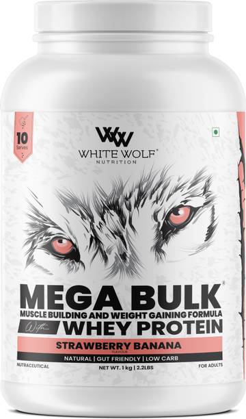 White Wolf Wolf Mega Bulk Gainer – Strawberry Banana | 1kg Weight Gainers/Mass Gainers