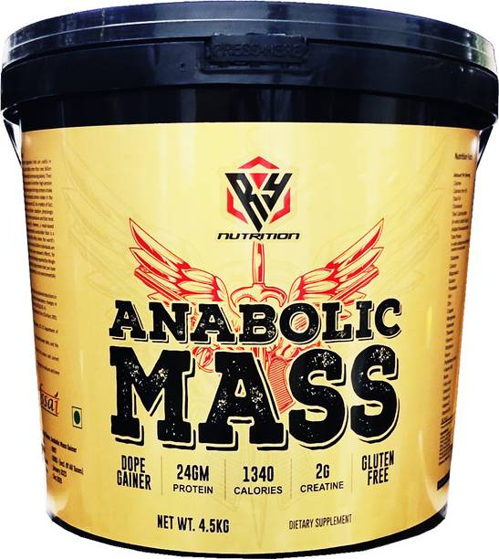 RY Nutrition Anabolic Mass Gainer For Bulk Weight Gain Calories 1340 (Vanilla Creamy 10Lbs) Weight Gainers/Mass Gainers