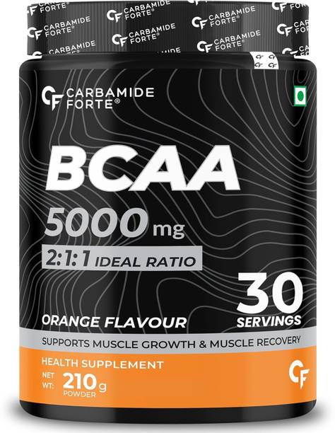 CARBAMIDE FORTE Pre Workout BCAA Supplement Orange Flavour | 2:1:1 Bcaa for Men & Women
