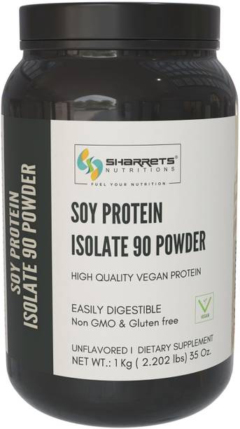 SHARRETS Soy Protein Isolate Powder 90% Unflavored 1kg Plant-Based Protein
