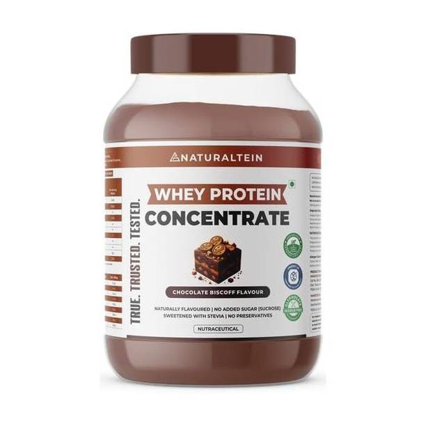 NATURALTEIN Natural Whey Protein Concentrate Chocolate Bis Coff| 1 kg | Naturally Flavored Whey Protein
