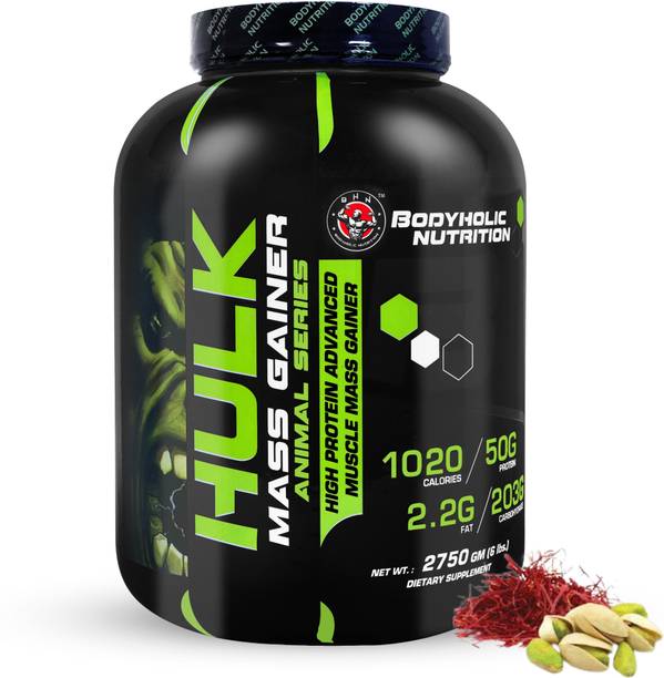 BODYHOLIC Nutrition Hulk Mass Gainer High Protein Calories Advance Muscle Mass Gain (6lbs) Weight Gainers/Mass Gainers