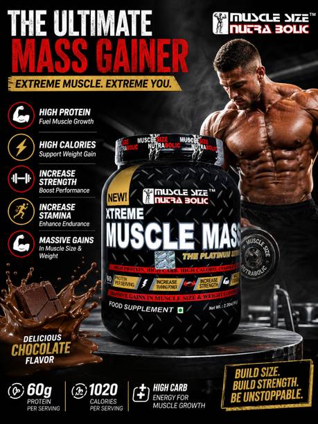 MUSCLE SIZE Xtreme Muscle Mass High Protein Weight Gain Supplement Weight Gainers/Mass Gainers