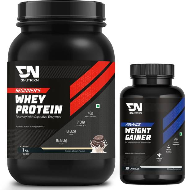 DNUTRIXN Beginner's High Whey Protein 40G + Weight Gainers | Muscle Building Formula Whey Protein