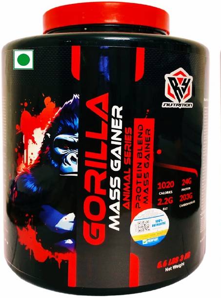 RY Nutrition Gorilla Mass Gainer For Bulk Mass Gain Calories 1020 (Belgium Chocolate 6.6Lbs) Weight Gainers/Mass Gainers
