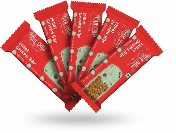 TRUE CREW Millet Crispy Bar, 25 g - High Protein, High Fiber (Pack of 5) Nutrition Bars
