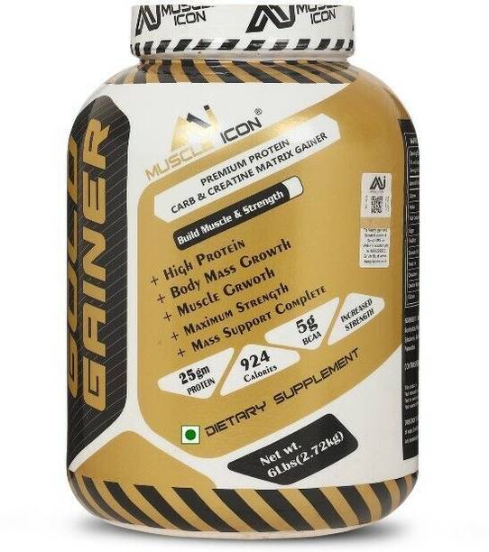 MUSCLE ICON GOLD MASS GAINER PREMIUM PROTEIN CARB & CREATINE MATRIX GAINER (6lbs) Weight Gainers/Mass Gainers