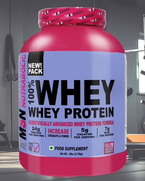 MUSCLE SIZE 100% Whey Protein Powder | 24g Protein + 5g Creatine + 7g BCAA Per Serving Whey Protein
