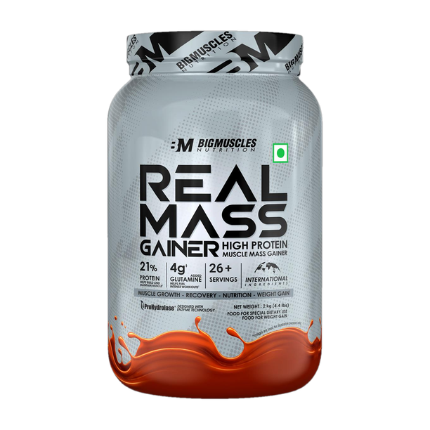 BIGMUSCLES NUTRITION Real Mass Gainer | Added Glutamine, BCAA | High Protein Weight Gainers/Mass Gainers