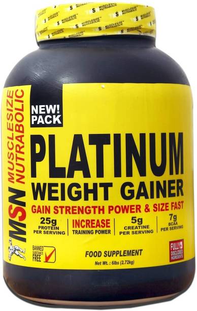 MUSCLE SIZE Platinum Weight Gainer (6lbs, Vanilla) Weight Gainers/Mass Gainers