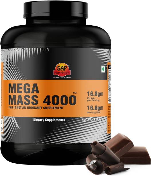 SAP Nutrition Mega Mass 4000 Chocolate Flavor 3kg Weight Gainers/Mass Gainers