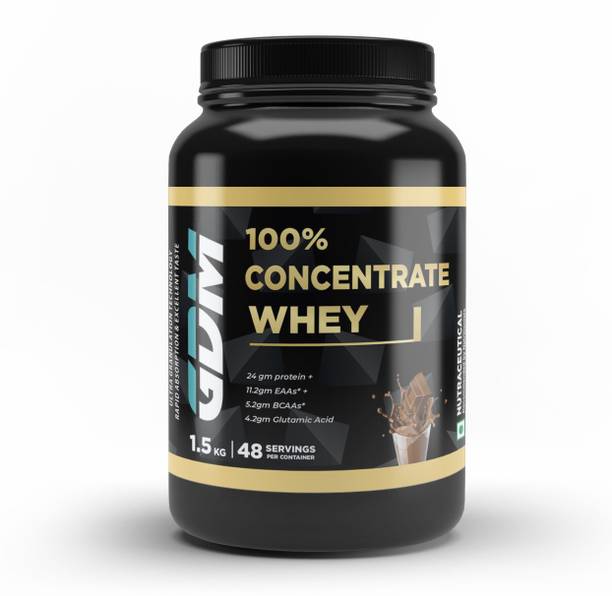 gdm nutraceuticals llp Whey Concentrate with 24g Protein, 11.2g EAA, 5.2g BCAA & 4.2g Glutamine Acid Whey Protein