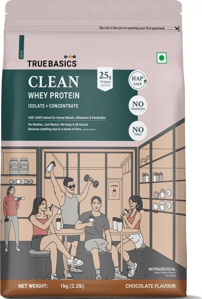 TrueBasics Clean Whey Protein Powder Isolate & Concentrate Blend | 25g Protein Whey Protein