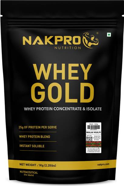 Nakpro Gold Whey Protein Concentrate & Isolate, 25.5g Protein, Trustified Certified Whey Protein