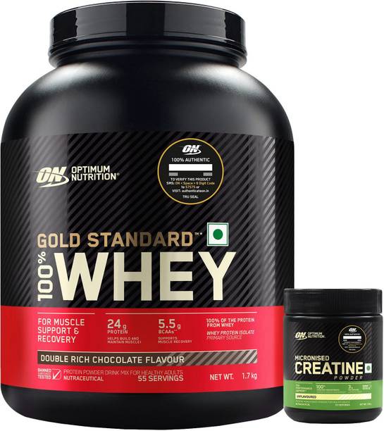 Optimum Nutrition (ON) Gold standard 100% Protein Powder 1.7 Kg + Creatine (100g, Unflavored) Whey Protein