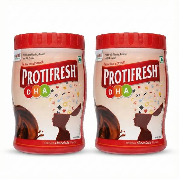 protifresh Nutrition Drink Powder with DHA for Brain Development & Growth, Chocolate, 400g Plant-Based Protein