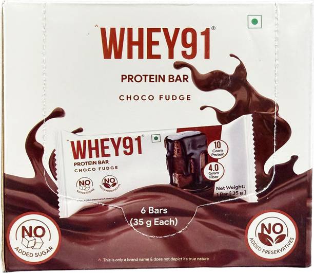 WHEY91 10g Protein, 4g Fiber, No Added Sugar, Pack of 6 Protein Bars Protein Bars