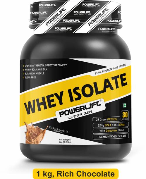 POWERLIFT Whey isolate sugar free, 25g protein with Digestive Enzyme Whey Protein