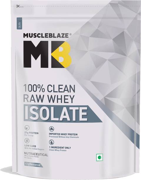 MUSCLEBLAZE 100% Clean Raw Isolate | 27g Protein per Scoop | Easy to Digest Whey