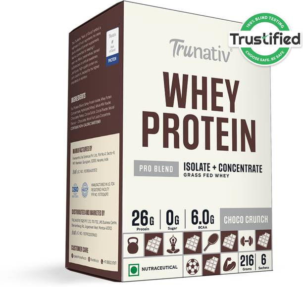 TruNativ Pro Blend Whey Protein,Grass-Fed Whey,6g BCAA,26g Protein,No Sugar, Whey Protein