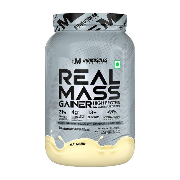 BIGMUSCLES NUTRITION Real Mass Gainer | High Protein Muscles Mass Gainer | Added BCAA, Glutamine Weight Gainers/Mass Gainers