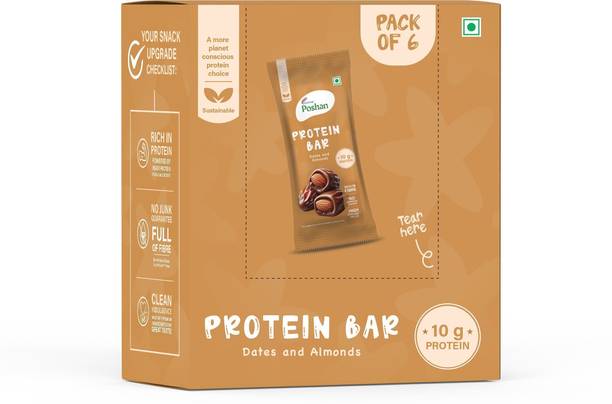 Acme Poshan Protein Bar Dates and Almonds 50gms,10gm protein-Pack of 6 Protein Bars