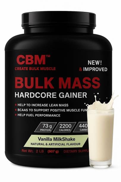 cbm create bulk muscle Bulk Mass Hardcore Gainer | Best Weight Gainer Vanilla Milkshake 907gm Weight Gainers/Mass Gainers