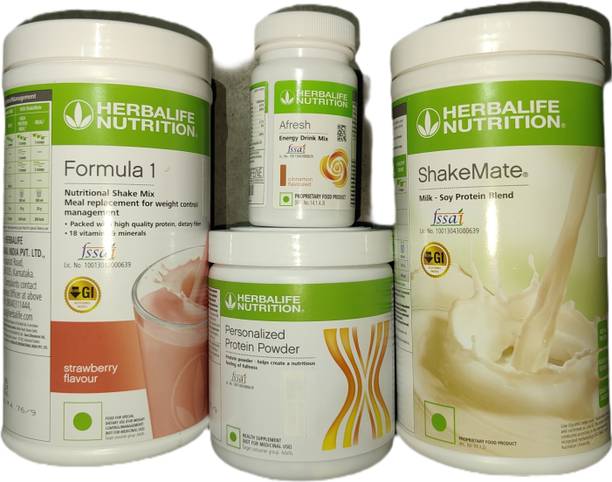 HERBALIFE Formula 1 Strawberry + Protein Powder 200 G+ Shake Mate + Afresh - Cinnamon Protein Shake