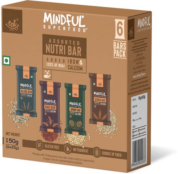Eat Anytime Assorted Millet Nutri Bar | Energy Bar Sugar Free -(6pcs of 25gm) Nutrition Bars