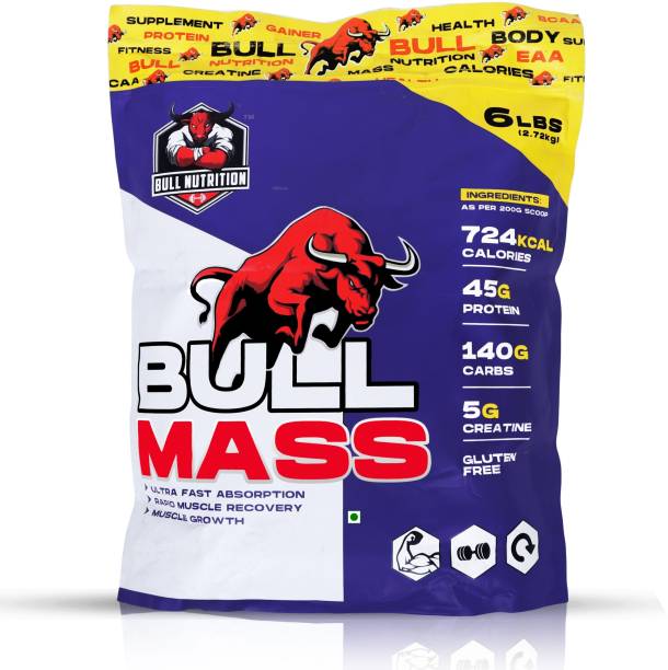 BULL NUTRITION Bull Mass Gainer Muscle Recovery and Muscle Growth (6lbs,2720g) (Vanilla) Weight Gainers/Mass Gainers