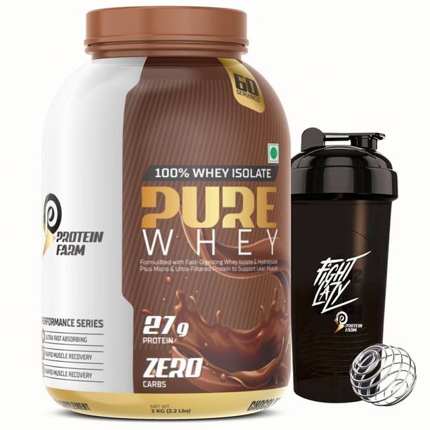 PROTEINFARM PURE WHEY ISOLATE & HYDROLYSED PROTEIN 2KG, 0 CARB, LOW FAT FOR LEAN MUSCLE Whey Protein