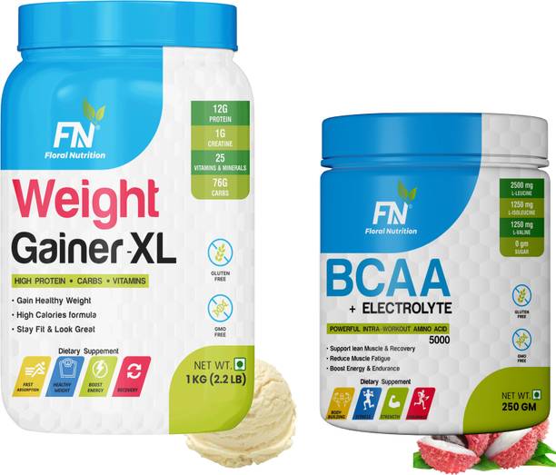 Floral Nutrition Weight Gainer + BCAA for Muscle Gain & Recovery Weight Gainers/Mass Gainers