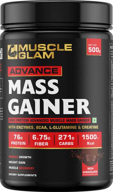 MUSCLEGLAM High Protein Advance Muscle Mass Gainer with BCAA, Creatine, Vitamins & Minerals Weight Gainers/Mass Gainers
