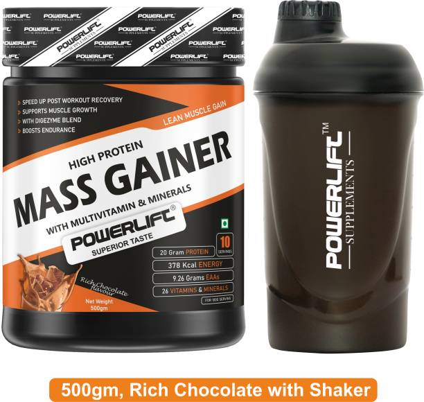 POWERLIFT for Muscle Mass Gain Protein Powder with Shaker Weight Gainers/Mass Gainers