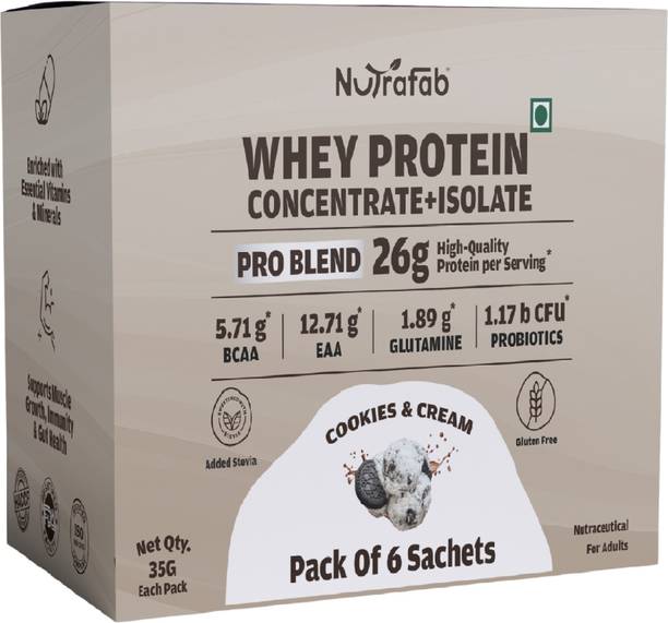 Nutrafab Whey Protein Concentrate & Isolate Pro Blend (6 Sachets 35g each) | High-Quality Protein Blends