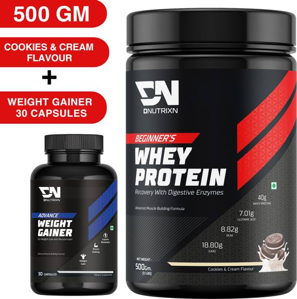 DNUTRIXN Beginner's High Whey Protein 40G + Weight Gainers | Muscle Building Formula Whey Protein