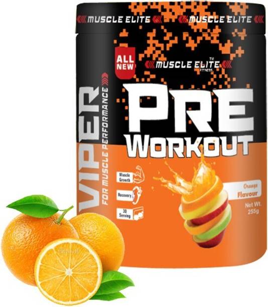 MUSCLE ELITE FITNESS Pre Workout Supplement Increased Endurance energy, strength Focus Orange 255g X1 BCAA