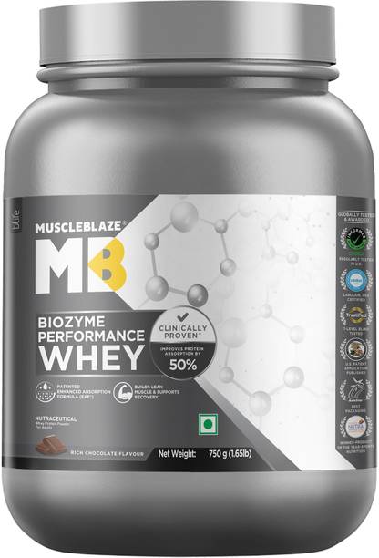MUSCLEBLAZE Biozyme Performance Whey Protein Powder, 25g Protein Per Scoop Whey Protein