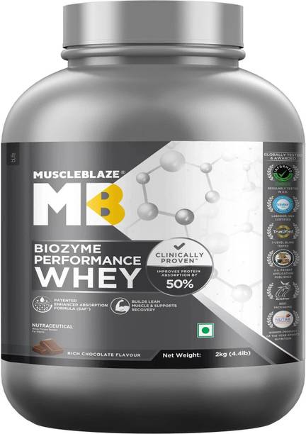 MUSCLEBLAZE Biozyme Performance Whey Protein Powder, 25g Protein Per Scoop Whey Protein