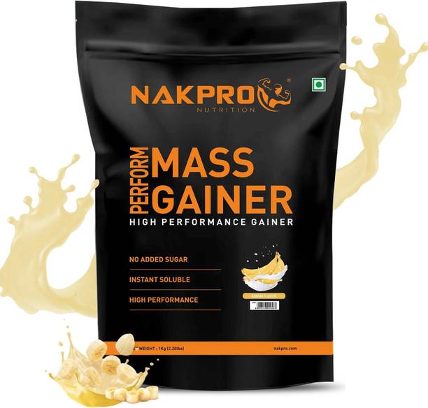 Nakpro Perform MassGainer High Protein&High Calorie Protein Powder Supplement1Kg Banana वेट गेनर्स/ मास गेनर्स