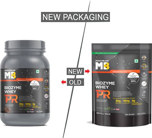 MUSCLEBLAZE Biozyme PR with 30g Protein Refill Pack, Creatine Monohydrate Whey Protein