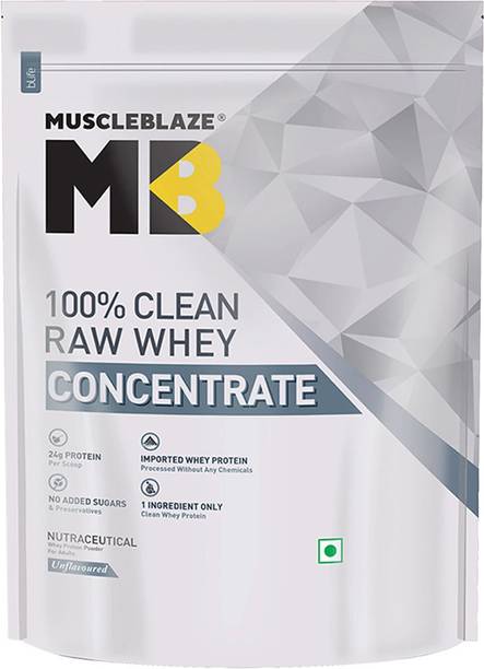 MUSCLEBLAZE 100% Clean Raw Concentrate, Light & Clean, Easy to Digest Whey Protein