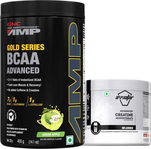 Avvatar Micronised Creatine 100 gm With BCAA 400 gm (Green Apple) BCAA