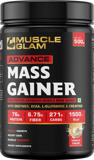 MUSCLEGLAM High Protein Advance Muscle Mass Gainer with BCAA, Creatine, Vitamins & Minerals Weight Gainers/Mass Gainers