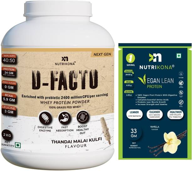 NUTRIKONA Dfacto Whey Isolate Protein 100% Grass Fed 2.4Bn CFU Probiotics Vanilla Whey Protein