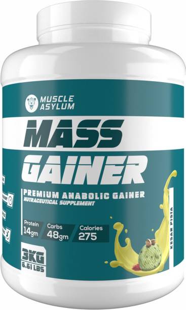 Muscle Asylum Muscle Mass Anabolic Gainer- 14g Protein, 48g carbs, 275g Calories Weight Gainers/Mass Gainers